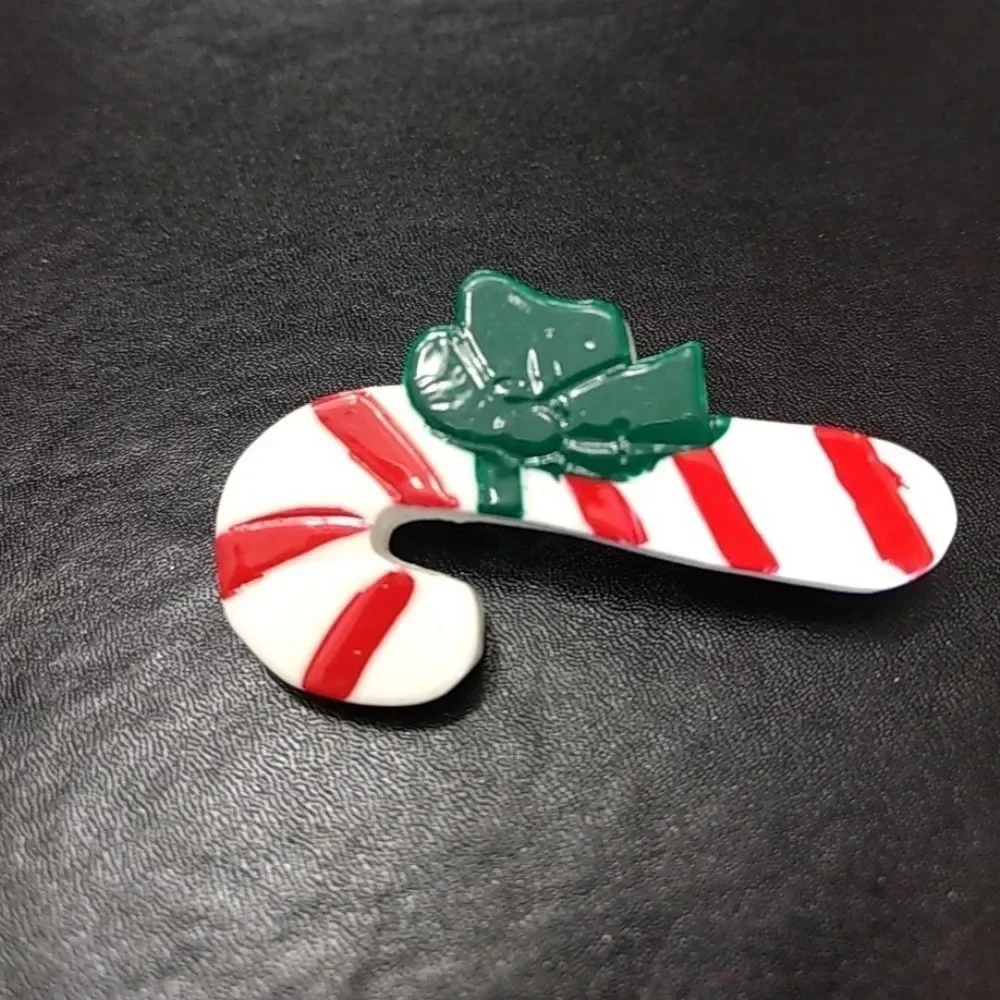 Candy Cane brooch red white green holiday